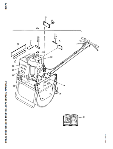 Bomag BW 75 E, BW 75 Single Drum Vibratory Roller Parts Catalogue Manual 00811011 - PDF File Download