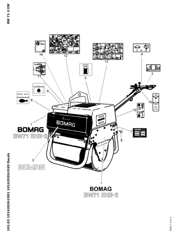 Bomag BW 71, BW 71 EHB-2 Single Drum Vibratory Roller Parts Catalogue Manual 00818083 - PDF File Download