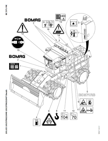 Bomag BC 571 RB Refuse Compactor Parts Catalogue Manual 00817400 - PDF File Download