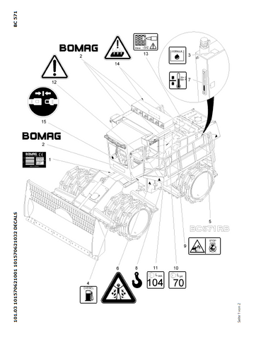 Download Complete Parts Catalogue Manual For Bomag BC 571 RB KHD (Deutz) Earth & Sanitary Landfill Construction  | Serial Number - 00816033 | Pub. - 101570621001  -> 101570629999