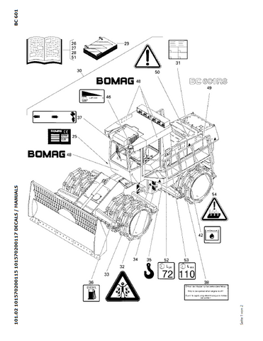 Bomag BC 601 RS Refuse Compactor Parts Catalogue Manual 00816000 - PDF File Download