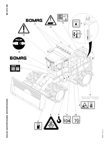 Bomag BC 571 RB Refuse Compactor Parts Catalogue Manual 00816022 - PDF File Download