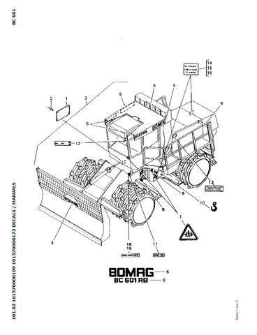 Bomag BC 601 RB Refuse Compactor Parts Catalogue Manual 00816010 - PDF File Download