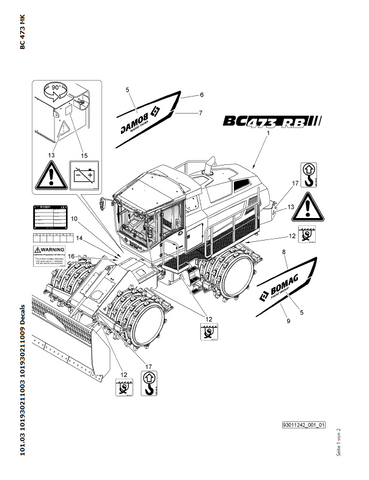 Bomag BC 473 RB-5 Refuse Compactor Parts Catalogue Manual 00825301 - PDF File Download