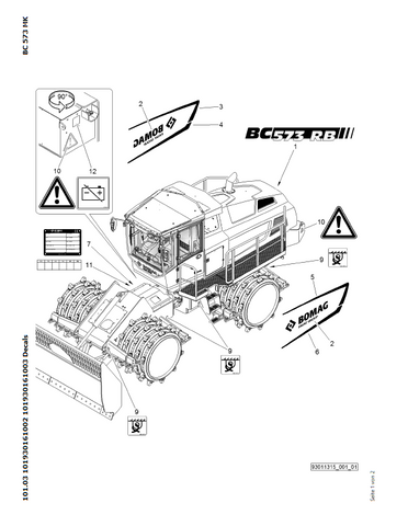 Bomag BC 573 RB-3 Refuse Compactor Parts Catalogue Manual 00825139 - PDF File Download