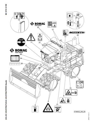 Bomag BC 572 RB-2 Refuse Compactor Parts Catalogue Manual 00824257 - PDF File Download