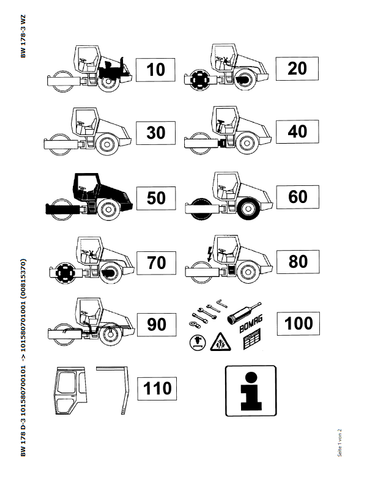 Bomag BW 178 D-3 Single Drum Vibratory Roller Parts Catalogue Manual 00815370 - PDF File Download