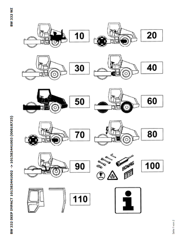 Bomag BW 332 Deep Impact Single Drum Vibratory Roller Parts Catalogue Manual 00818725 - PDF File Download