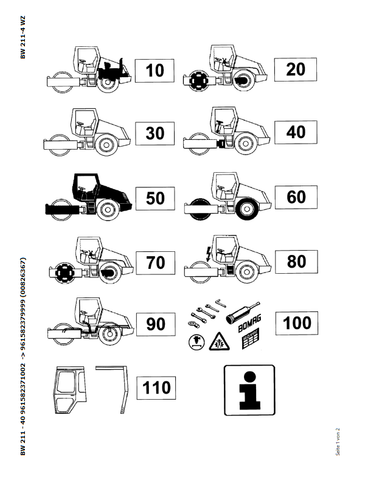 Bomag BW 211 - 40 Single Drum Vibratory Roller Parts Catalogue Manual 00826367 - PDF File Download