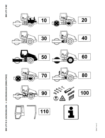 Bomag BW 177 D-3 Single Drum Vibratory Roller Parts Catalogue Manual 00817503 - PDF File Download