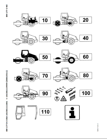 Bomag BW 177 D-3 USA Single Drum Vibratory Roller Parts Catalogue Manual 00815511 - PDF File Download