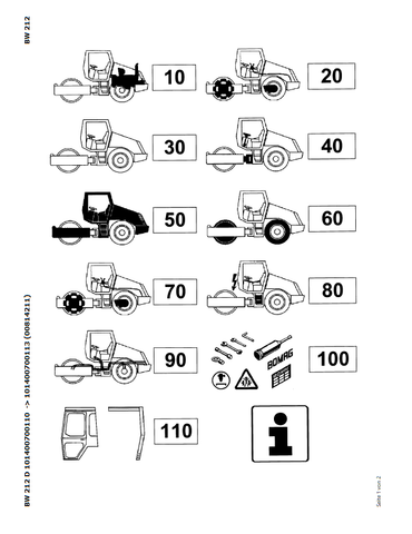 Bomag BW 212 D Single Drum Vibratory Roller Parts Catalogue Manual 00814211 - PDF File Download