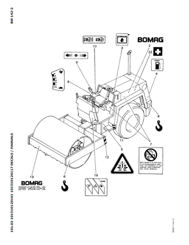 Bomag BW 142 D-2 Single Drum Vibratory Roller Parts Catalogue Manual 00810075 - PDF File Download