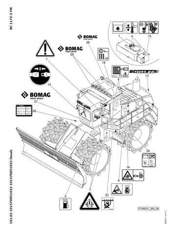 Bomag BC 1172 RB-2 Refuse Compactor Parts Catalogue Manual 00824625 - PDF File Download