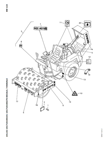 Bomag BW 122 PD Single Drum Vibratory Roller Parts Catalogue Manual 00810045 - PDF File Download