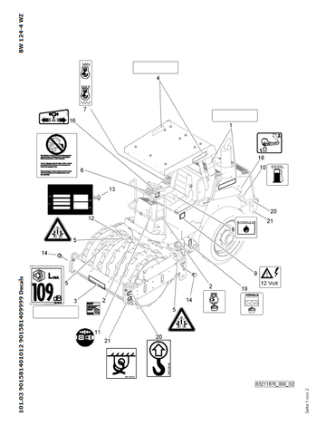 Bomag BW 124 PDH-40 Single Drum Vibratory Roller Parts Catalogue Manual 00818523 - PDF File Download