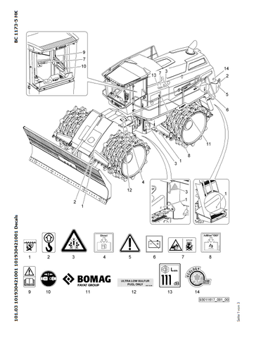 Bomag BC 1173 RB-5 Refuse Compactor Parts Catalogue Manual 00826037 - PDF File Download