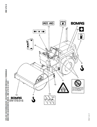 Bomag BW 172 D-2 (2A) Single Drum Vibratory Roller Parts Catalogue Manual 00810074 - PDF File Download