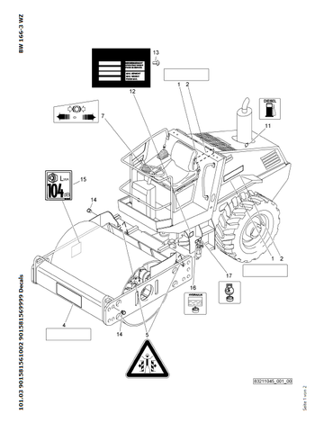 Bomag BW 166 PDH Single Drum Vibratory Roller Parts Catalogue Manual 00817963 - PDF File Download