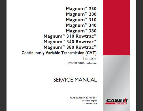 UNLOCK THE FULL POTENTIAL OF YOUR CASE IH MAGNUM SERIES TRACTORS WITH OUR COMPREHENSIVE SERVICE REPAIR MANUAL, DESIGNED SPECIFICALLY FOR MODELS MAGNUM 250, 280, 310, 340, 380, AND THEIR ROWTRAC COUNTERPARTS EQUIPPED WITH EITHER CONTINUOUSLY VARIABLE TRANSMISSION (CVT) OR POWERSHIFT TRANSMISSION (PST). 