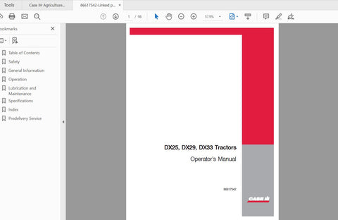 Enhance your farming efficiency with the CASE IH Tractor DX25, DX29, and DX33 Operator’s Manual. This comprehensive PDF file is designed to provide you with essential information