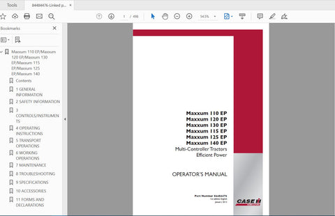 Unlock the full potential of your CASE IH Maxxum tractor with the comprehensive Operator’s Manual (PDF file) for models 110, 120, 115, 125, and 140. This essential