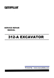 CATERPILLAR 312, 312-A EXCAVATOR SERVICE AND REPAIR MANUAL 6BL, 7DK - PDF FILE DOWNLOAD