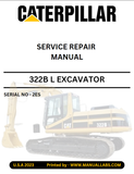 CATERPILLAR 322B L EXCAVATOR SERVICE REPAIR MANUAL 2ES - PDF FILE DOWNLOAD