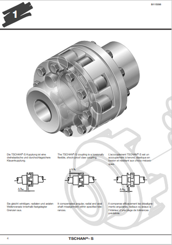 CATERPILLAR BI115098 TSCHAN-S FLEXIBLE COUPLINGS (ENGLISH,GERMAN,FRENCH) ARMORED FACE CONVEYOR GENERAL TECHNICAL INFORMATION MANUAL- PDF FILE DOWNLOAD