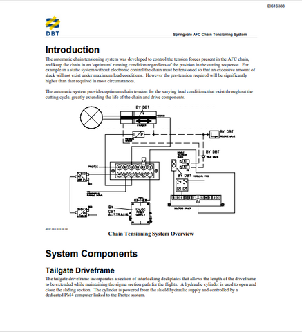 CATERPILLAR M00246 CHAIN TENSIONING SYSTEM SPRINGVALE ARMORED FACE CONVEYOR GENERAL INFORMATION TECHNICAL MANUAL- PDF FILE DOWNLOAD