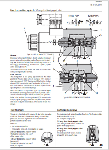 CATERPILLAR VC0127 REXROTH PACIFIC POPPET VALVES (ARMORED FACE CONVEYOR) TECHNICAL MANUAL-PDF FILE DOWNLOAD