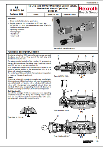 CATERPILLAR VC0128 REXROTH PACIFIC DIRECTIONAL VALVES (ARMORED FACE CONVEYOR) TECHNICAL MANUAL- PDF FILE DOWNLOAD