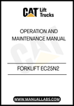  Enhance the performance and longevity of your Caterpillar EC25N2 Forklift with our comprehensive Operation and Maintenance Manual. This essential guide provides detailed instructions on operating your forklift safely and efficiently, ensuring you maximize productivity on the job site.