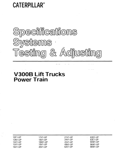 Caterpillar V300B Forklift Technical Service Manual SENB8149-01 - PDF File Download