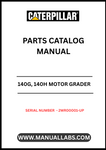 Discover the essential CAT 140G and 140H Motor Grader Parts Catalog Manual, designed specifically for models with serial number 2WR00001 and up, powered by the reliable 3306 engine. This comprehensive manual is your go-to resource for identifying and sourcing the right parts for your motor grader, ensuring optimal performance and longevity.