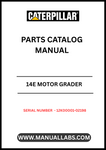 Discover the essential CAT 14E Motor Grader Parts Catalog Manual, specifically designed for serial numbers 12K00001-02198. This comprehensive manual is your go-to resource for identifying and sourcing the right parts for your motor grader, ensuring optimal performance and longevity of your equipment.