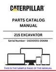 Discover the essential CAT 215 Excavator Parts Catalog Manual, specifically designed for serial numbers 14Z00001-00648. This comprehensive guide provides detailed information on all parts and components, ensuring you have the right resources at your fingertips for maintenance and repairs.