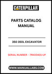 Discover the essential CAT 350 350L Excavator Parts Catalog Manual, specifically designed for serial numbers 7RK00401 and up. This comprehensive manual is your go-to resource for identifying and sourcing the right parts for your excavator, ensuring optimal performance and longevity of your machinery.