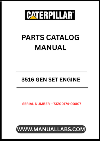 Discover the essential CAT 3516 Gen Set Engine Parts Catalog Manual, specifically designed for serial number 73Z00174-00807. This comprehensive manual serves as a vital resource for technicians and engineers, providing detailed information on parts, specifications, and maintenance procedures to ensure optimal performance of your engine.