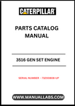 Discover the essential CAT 3516 Gen Set Engine Parts Catalog Manual, specifically designed for serial numbers 73Z00808 and up. This comprehensive manual serves as a vital resource for technicians and engineers, providing detailed information on parts, specifications, and maintenance procedures to ensure optimal performance of your engine.
