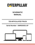 Discover the CAT 735 Articulated Truck Schematic Manual for S/N AWR00001-UP, powered by the 3406E engine. Essential resource for maintenance and repairs.
