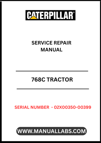 Enhance your maintenance capabilities with the CAT 768C Tractor Service Repair Manual, specifically designed for serial numbers 02X00350-00399. This comprehensive guide is powered by the robust 3408 engine, ensuring you have the right information at your fingertips to keep your equipment running smoothly.