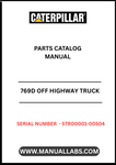 Discover the essential CAT 769D Off Highway Truck Parts Catalog Manual, specifically designed for serial numbers 5TR00001-00504 and powered by the robust 3408E engine. This comprehensive manual is your go-to resource for identifying and sourcing the right parts for your heavy-duty truck, ensuring optimal performance and longevity.