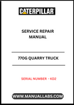 Discover the ultimate resource for maintaining your CAT 770G Quarry Truck with the comprehensive Service Repair Manual, specifically designed for serial number KD2. This manual is an essential tool for technicians and operators alike, providing detailed insights into the truck's systems and components.