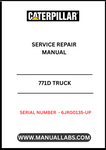 Introducing the CAT 771D Truck Service Repair Manual, specifically designed for models with serial number 6JR00135 and above, powered by the robust 3408E engine. This comprehensive manual is an essential resource for technicians and operators, providing detailed insights into maintenance, troubleshooting, and repair procedures tailored to your CAT 771D truck.