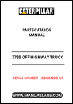 Discover the essential CAT 773B Off Highway Truck Parts Catalog Manual, specifically designed for serial numbers 63W04200 and up. This comprehensive guide is powered by the robust 3412 engine, ensuring you have access to the most accurate and detailed information for your heavy-duty machinery.