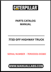 Discover the essential CAT 773D Off Highway Truck Parts Catalog Manual, specifically designed for serial numbers 7ER00001-00380 and powered by the robust 3412E engine. This comprehensive manual is your go-to resource for identifying and sourcing the right parts for your heavy-duty truck, ensuring optimal performance and longevity.