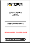  Ensure your CAT 775B Quarry Truck operates at peak performance with our comprehensive Service Repair Manual, specifically designed for serial numbers 7XJ00001-00199. This manual is an essential resource for technicians and operators, providing detailed instructions and insights into the maintenance and repair of your truck powered by the robust 3412 DITA engine.