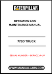 Discover the essential CAT 775D Truck Operation and Maintenance Manual, specifically designed for serial numbers 6KR00124 and up, powered by the robust 3412E engine. This comprehensive guide is your go-to resource for understanding the operational intricacies and maintenance requirements of your CAT 775D truck, ensuring optimal performance and longevity.