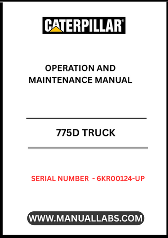 Discover the essential CAT 775D Truck Operation and Maintenance Manual, specifically designed for serial numbers 6KR00124 and up, powered by the robust 3412E engine. This comprehensive guide is your go-to resource for understanding the operational intricacies and maintenance requirements of your CAT 775D truck, ensuring optimal performance and longevity.